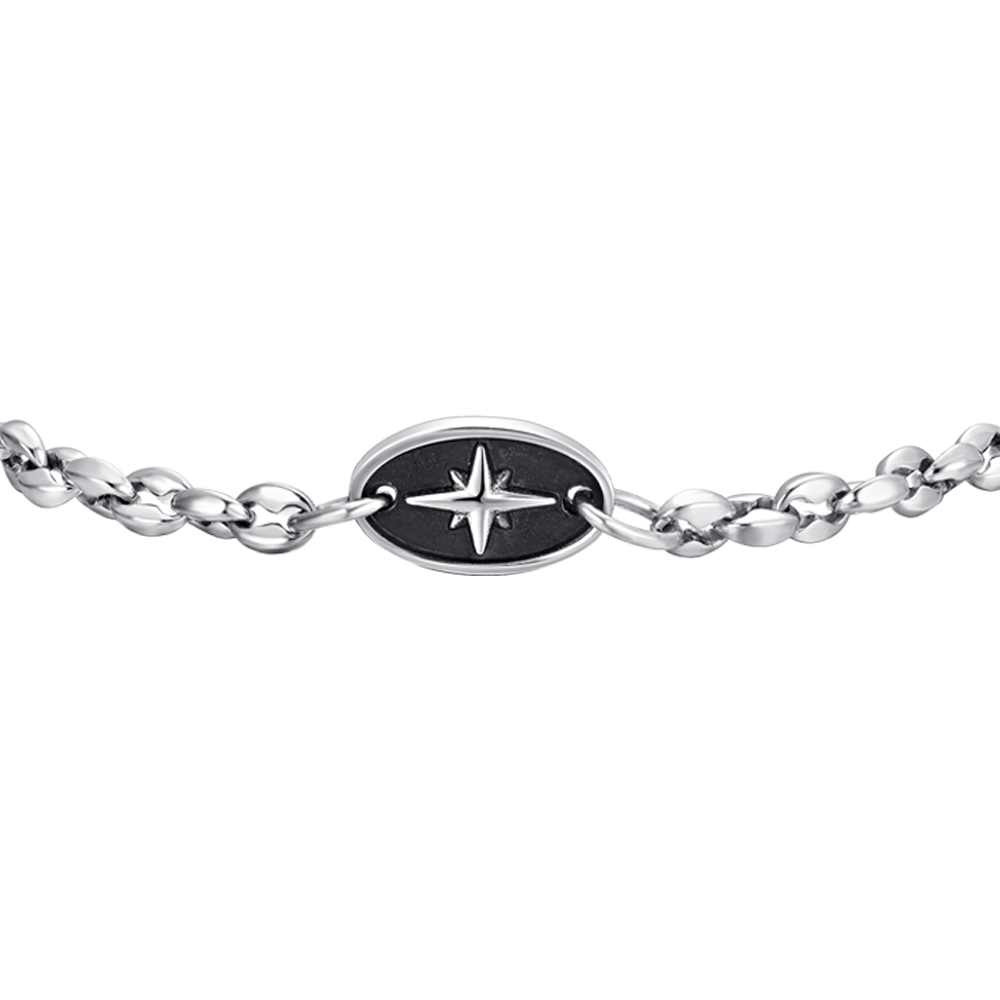 STEEL MEN'S BRACELET WITH COMPASS ROSE