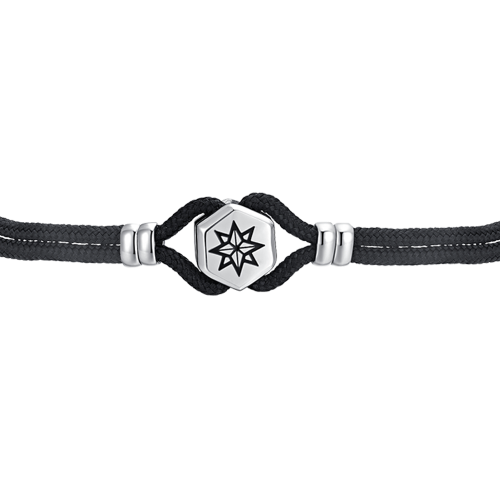 BLACK ROPE AND COMPASS ROSE MEN'S BRACELET