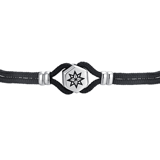 BLACK ROPE AND COMPASS ROSE MEN'S BRACELET