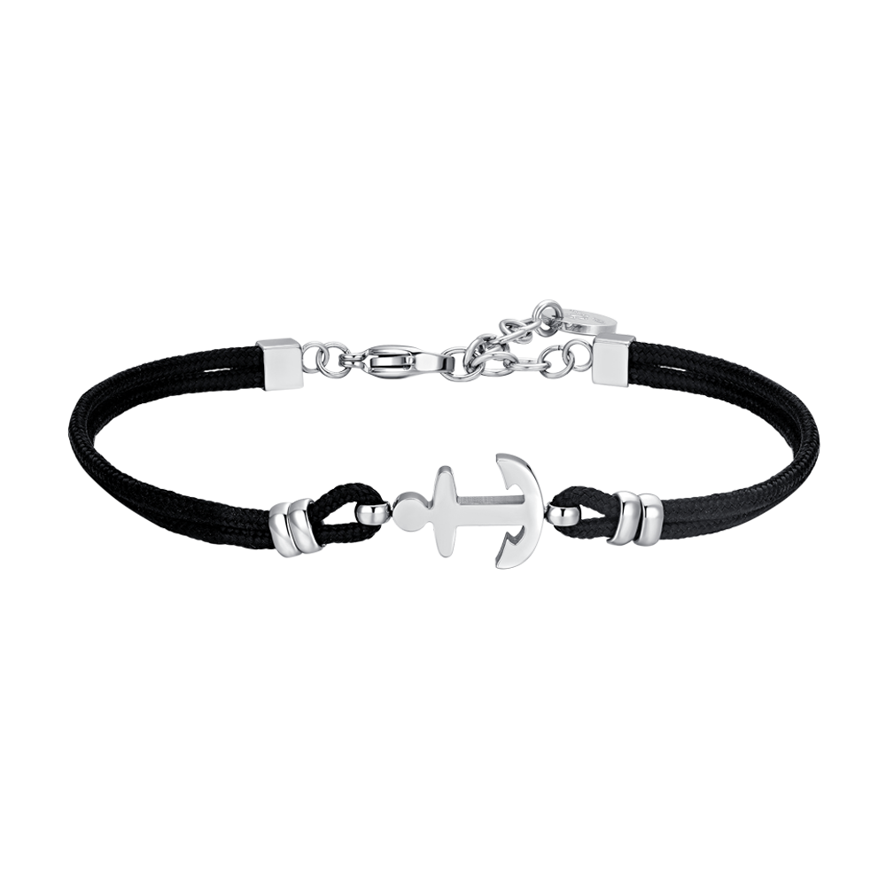 MAN'S BRACELET IN BLACK CORD AND ANCHOR Luca Barra