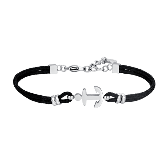 MAN'S BRACELET IN BLACK CORD AND ANCHOR Luca Barra