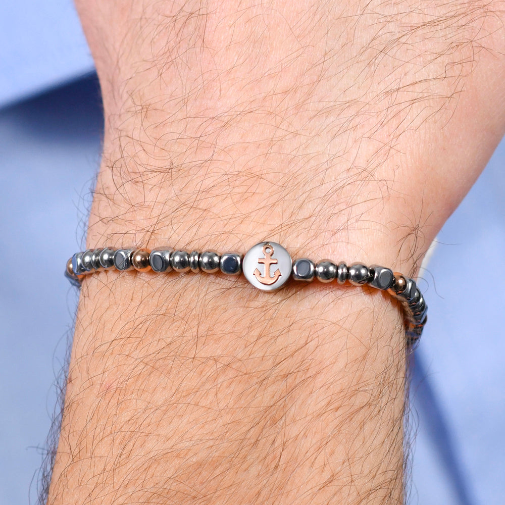 MEN'S STEEL ANCHOR IP ROSE GOLD BRACELET