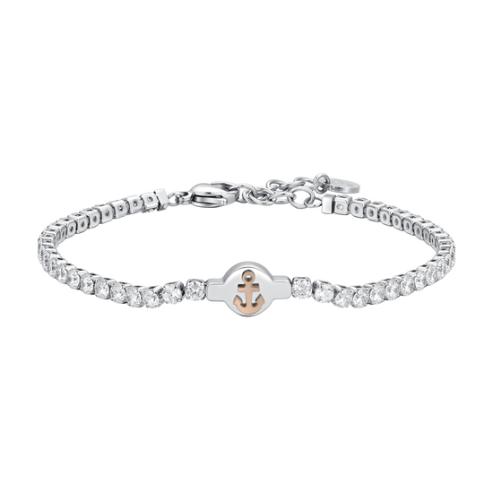 WHITE CUBIC ZIRCONIA STEEL MEN'S TENNIS BRACELET