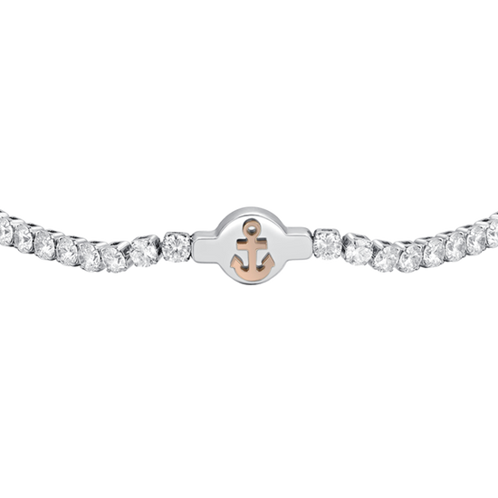 WHITE CUBIC ZIRCONIA STEEL MEN'S TENNIS BRACELET