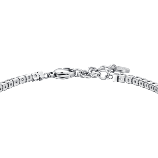 WHITE CUBIC ZIRCONIA STEEL MEN'S TENNIS BRACELET