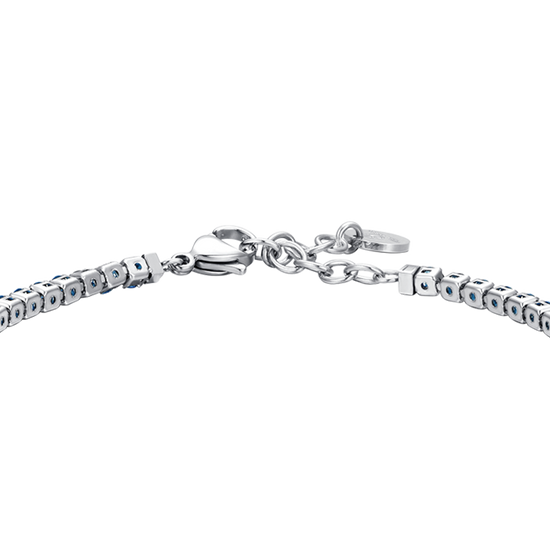 BLUE CUBIC ZIRCONIA STEEL MEN'S TENNIS BRACELET