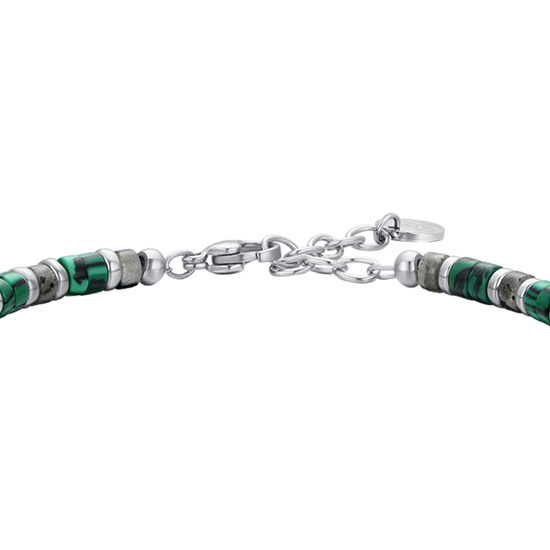 MEN'S STEEL BRACELET GREEN AND GRAY STONES