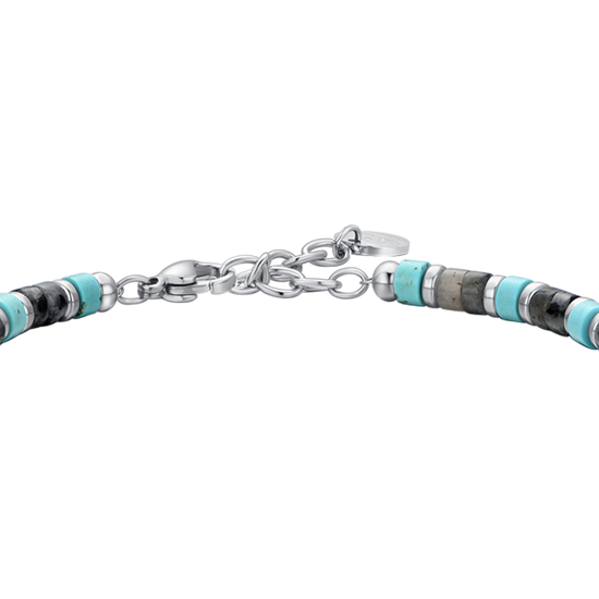 MEN'S STEEL BRACELET GRAY AND TURQUOISE STONES