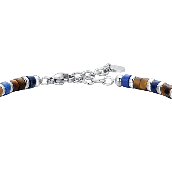 STEEL TIGER EYE STONES AND LAPIS BRACELET FOR MEN