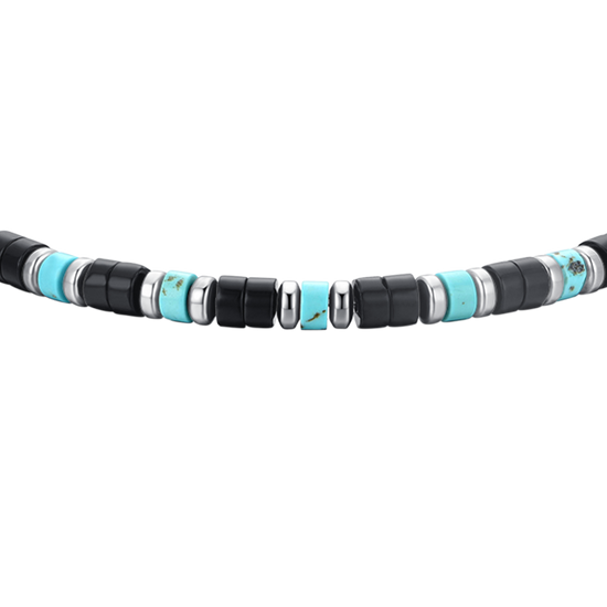 STEEL AGATE AND TURQUOISE STONES MEN'S BRACELET