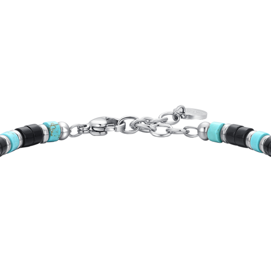 STEEL AGATE AND TURQUOISE STONES MEN'S BRACELET