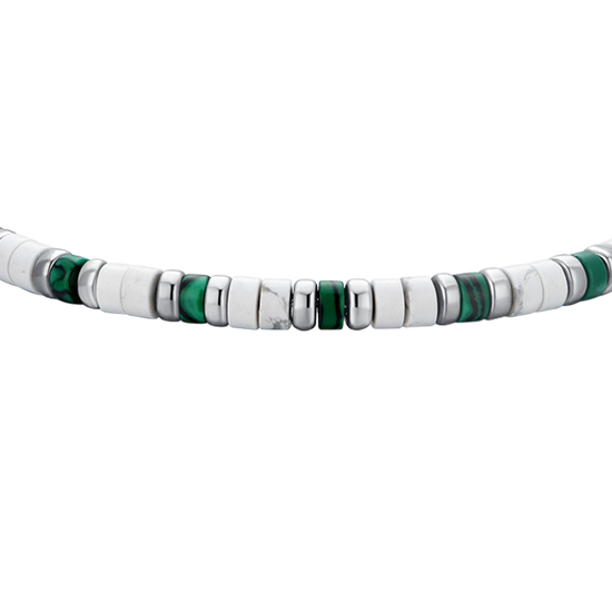 MEN'S STEEL BRACELET WHITE AND GREEN STONES