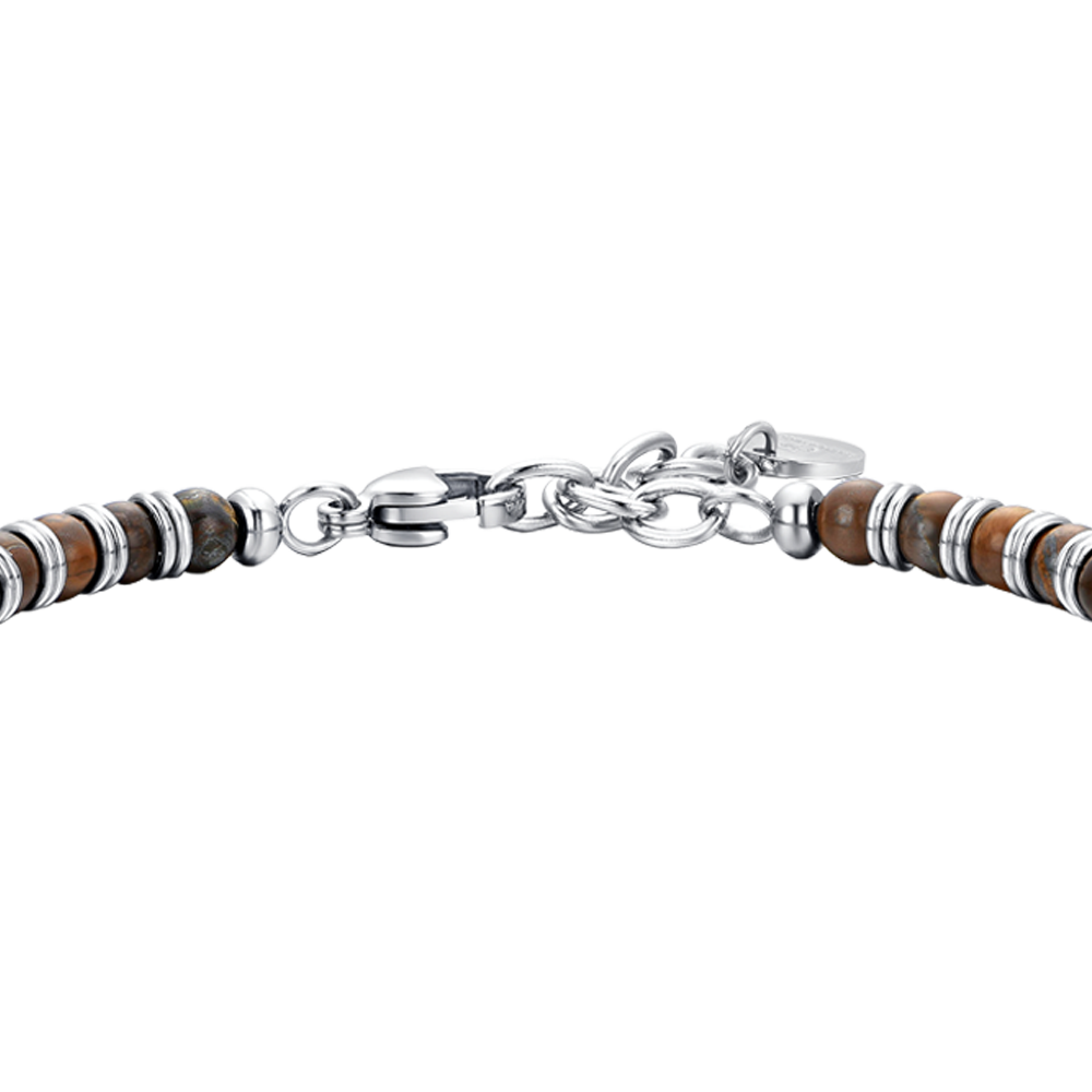 STEEL MEN'S BRACELET TIGER EYE STONES