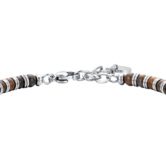 STEEL MEN'S BRACELET TIGER EYE STONES