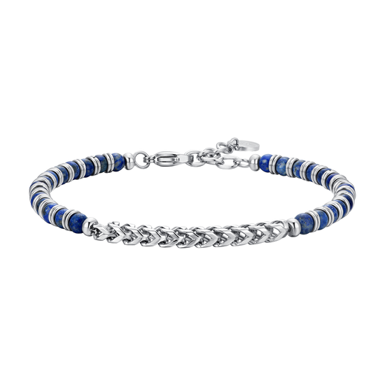 STEEL MEN'S BRACELET LAPIS STONES AND STEEL ELEMENTS