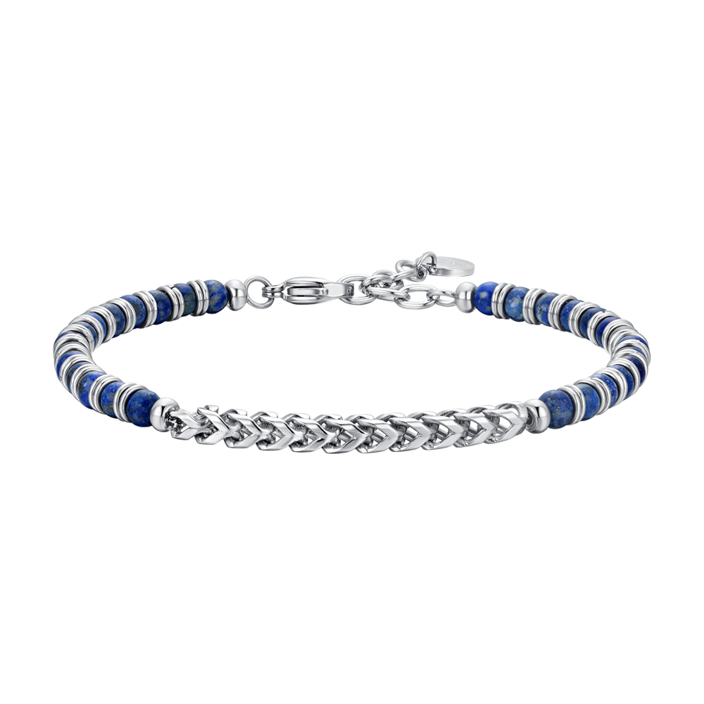 LAPIS STONES AND STEEL ELEMENTS MEN'S BRACELET Luca Barra