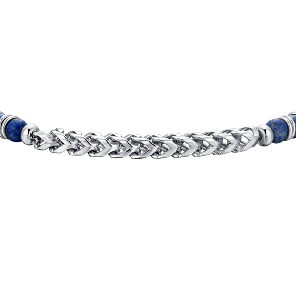 STEEL MEN'S BRACELET LAPIS STONES AND STEEL ELEMENTS