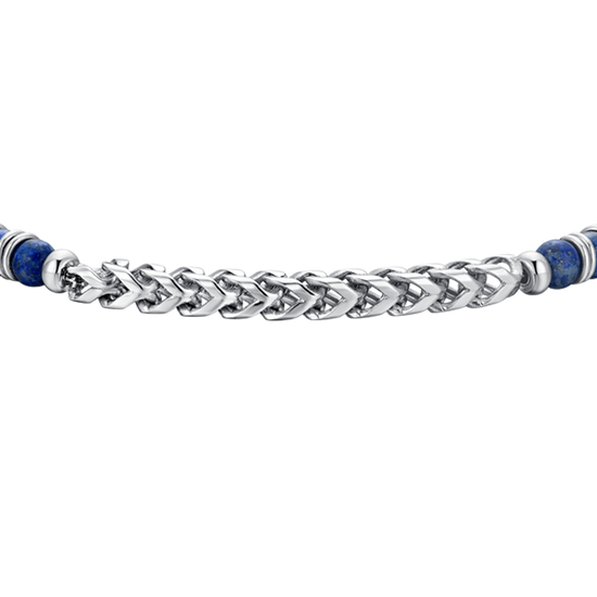 STEEL MEN'S BRACELET LAPIS STONES AND STEEL ELEMENTS