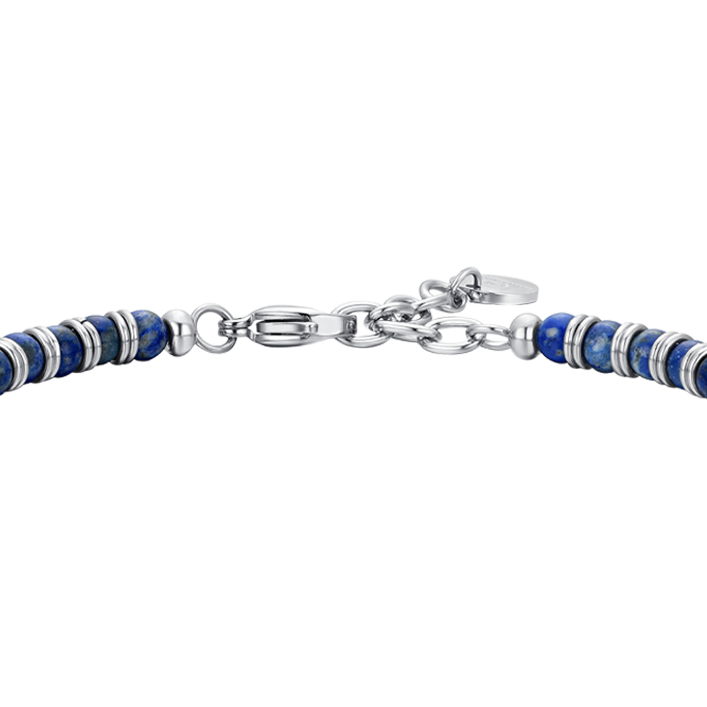 STEEL MEN'S BRACELET LAPIS STONES AND STEEL ELEMENTS