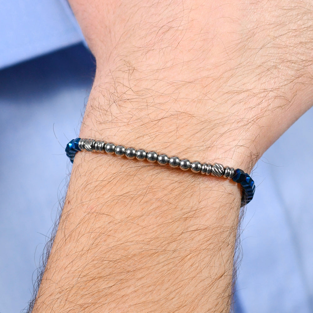 EMATIVE SILVER AND BLUE STEEL MEN'S BRACELET Luca Barra