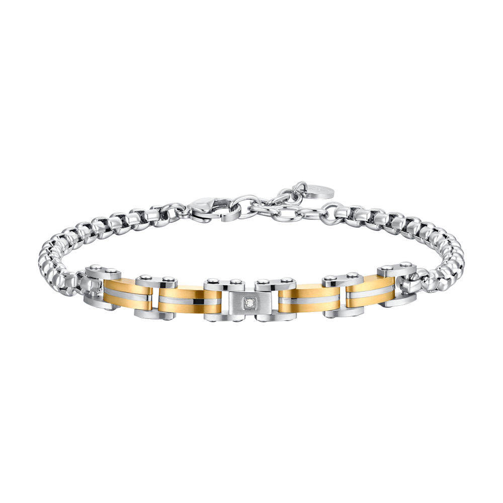 MEN'S BRACELET IN STEEL AND STEEL ELEMENTS IP GOLD Luca Barra