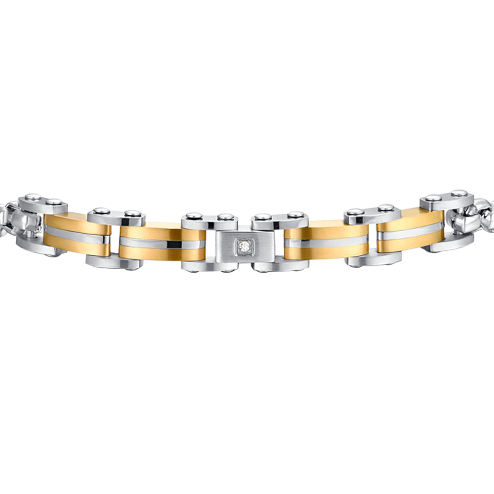 MEN'S BRACELET IN STEEL AND STEEL ELEMENTS IP GOLD Luca Barra