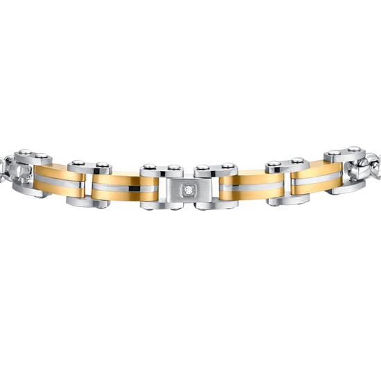 MEN'S BRACELET IN STEEL AND STEEL ELEMENTS IP GOLD Luca Barra