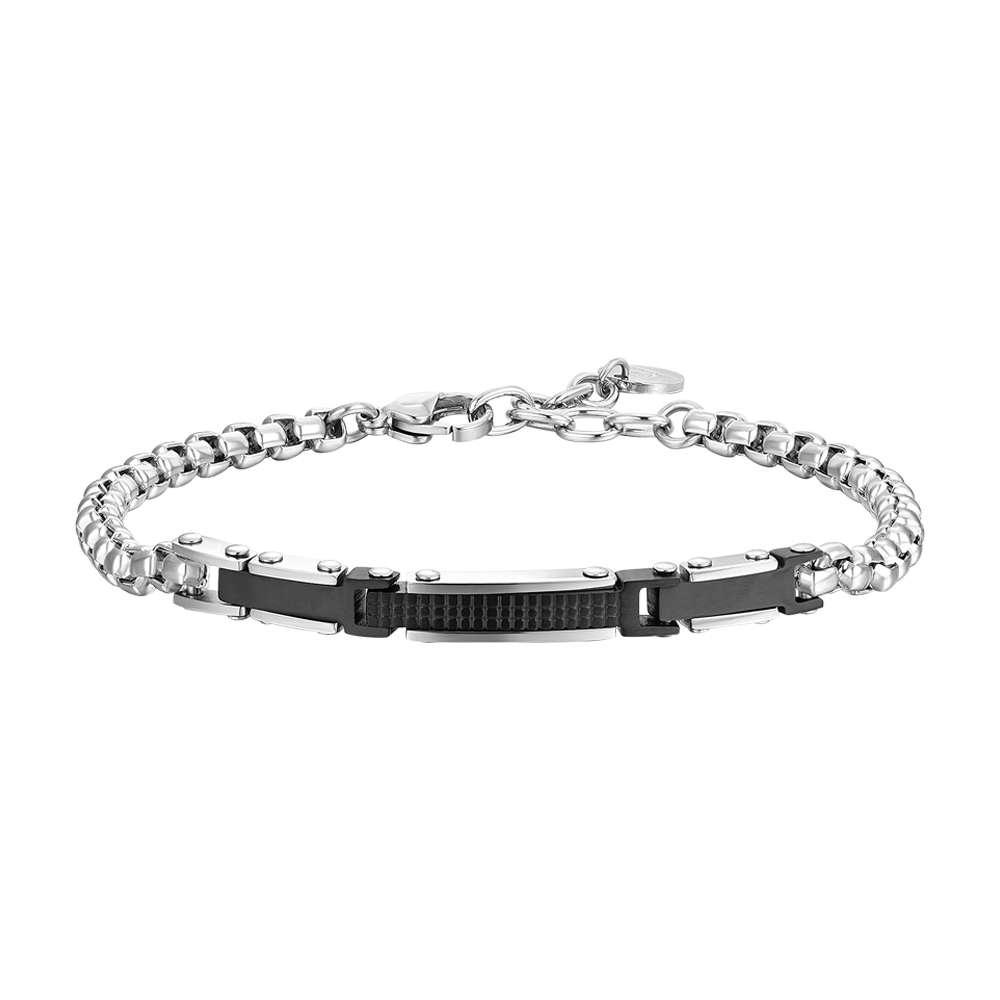 STEEL MEN'S BRACELET AND STEEL IP BLACK ELEMENTS