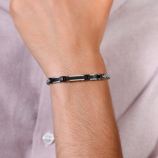 STEEL MEN'S BRACELET AND STEEL IP BLACK ELEMENTS