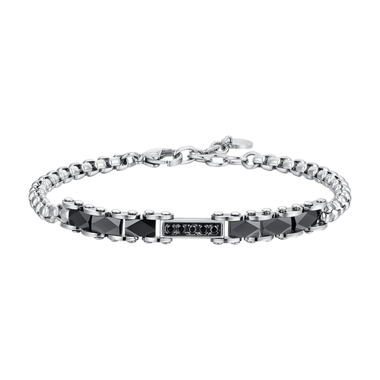 MEN'S STEEL BRACELET BLACK CERAMIC ELEMENTS