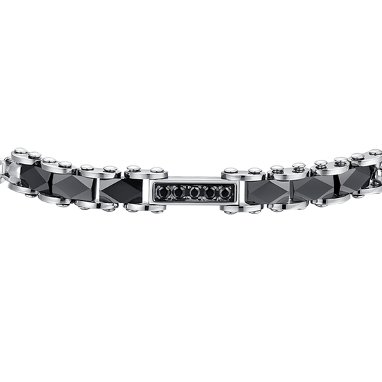 MEN'S STEEL BRACELET BLACK CERAMIC ELEMENTS