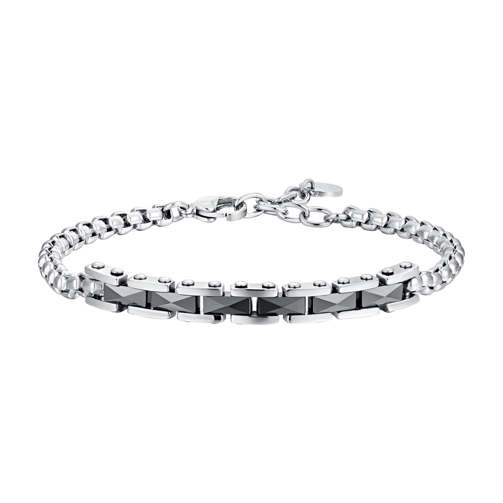 MAN'S BRACELET IN STEEL WITH CENTRAL ELEMENTS Luca Barra