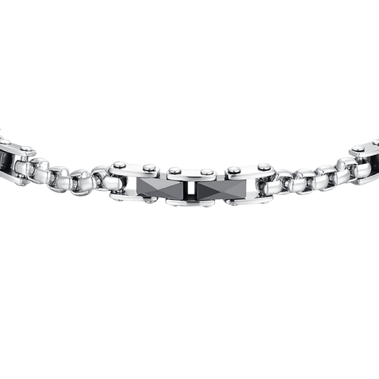 STEEL MEN'S BRACELET AND BLACK CERAMIC ELEMENTS