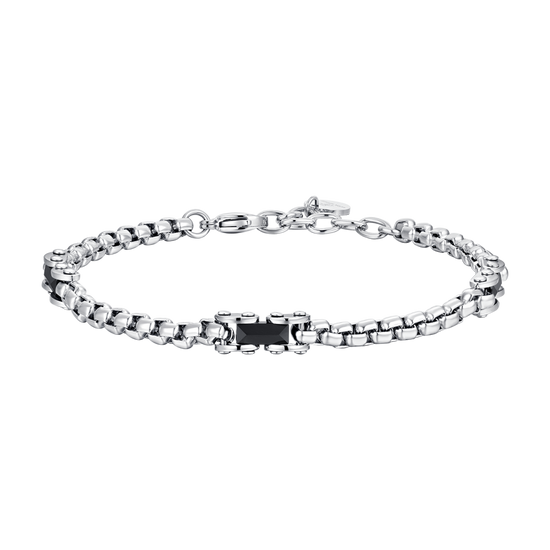 MEN'S STEEL BRACELET BLACK CERAMIC ELEMENTS