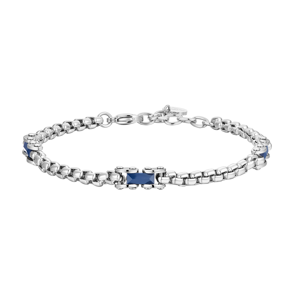 MEN'S STEEL BRACELET BLUE CERAMIC ELEMENTS