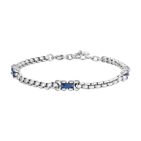 MEN'S STEEL BRACELET BLUE CERAMIC ELEMENTS