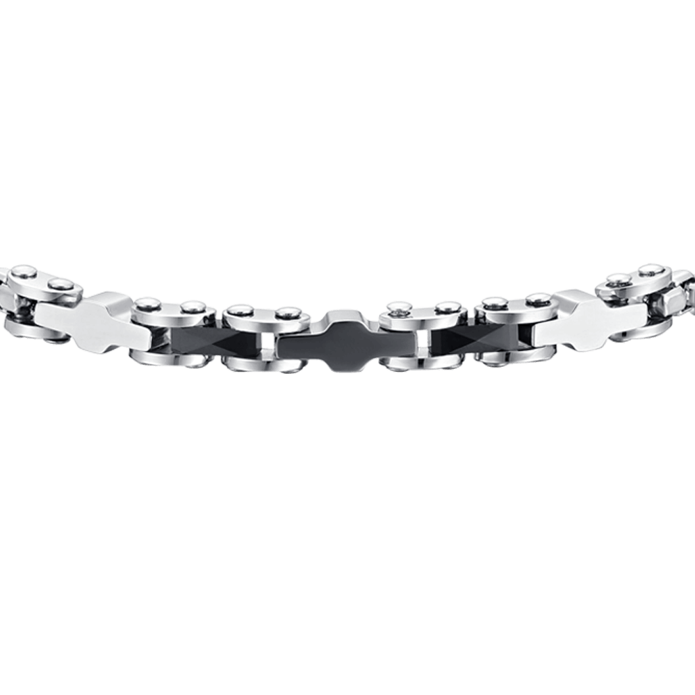 STEEL MEN'S BRACELET AND BLACK CERAMIC ELEMENTS