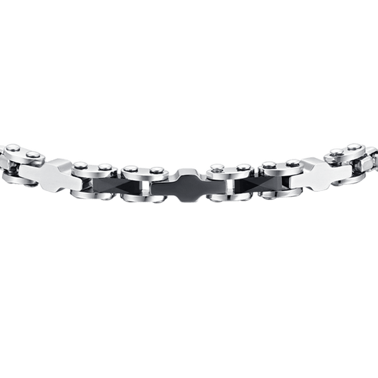 STEEL MEN'S BRACELET AND BLACK CERAMIC ELEMENTS