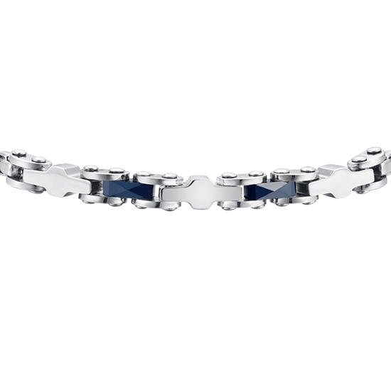 BRACCIALE UOMO IN ACCIAIO CON CERAMICA BLU ED ELEMENTI