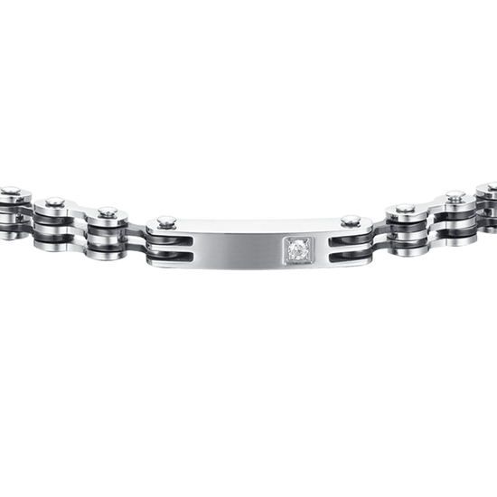 BRACCIALE UOMO IN ACCIAIO ELEMENTI IP NERO E ZIRCONE