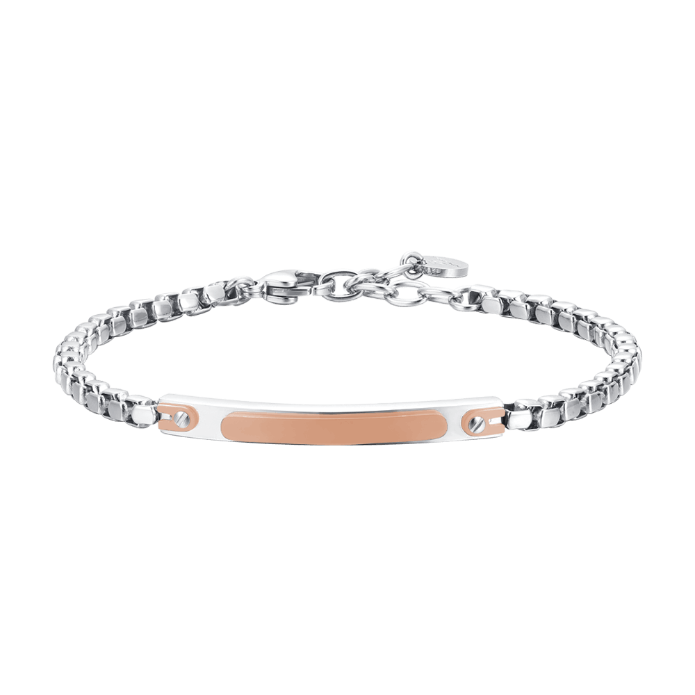 STEEL MEN'S BRACELET WITH IP ROSE PLATE