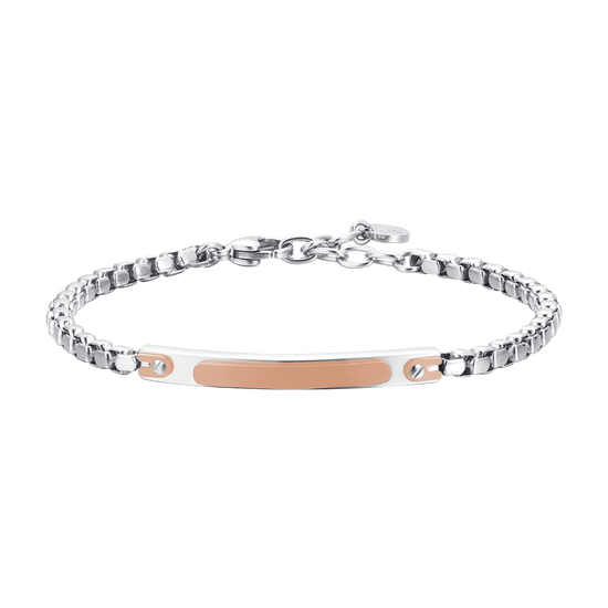 STEEL MEN'S BRACELET WITH IP ROSE PLATE