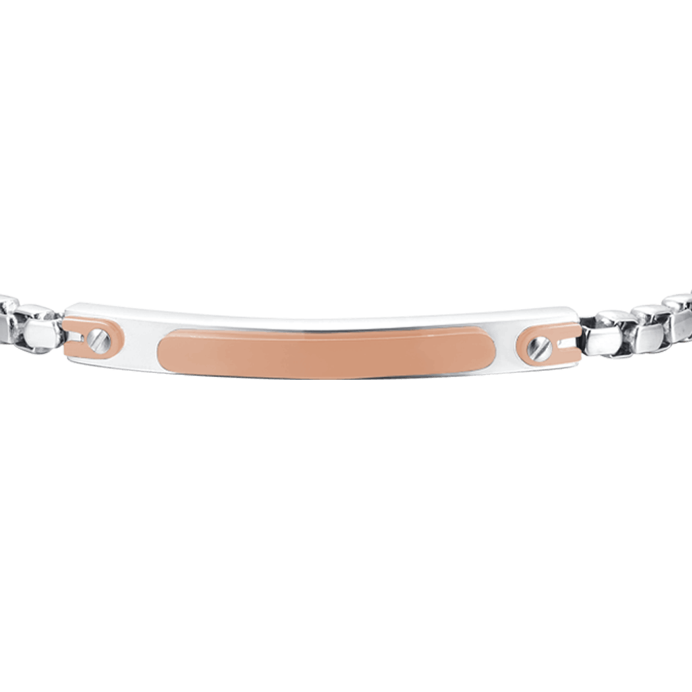 STEEL MEN'S BRACELET WITH IP ROSE PLATE