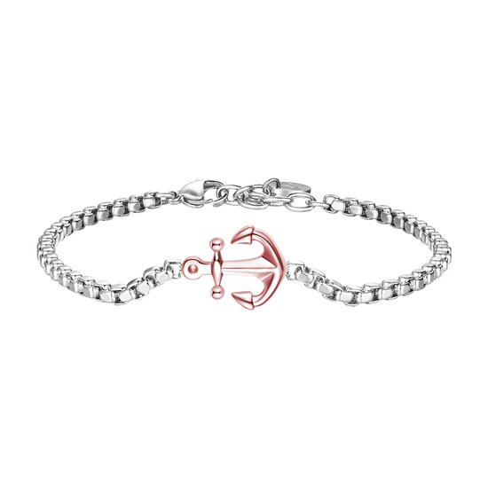 BRACCIALE UOMO IN ACCIAIO IP ROSE CON ANCORA