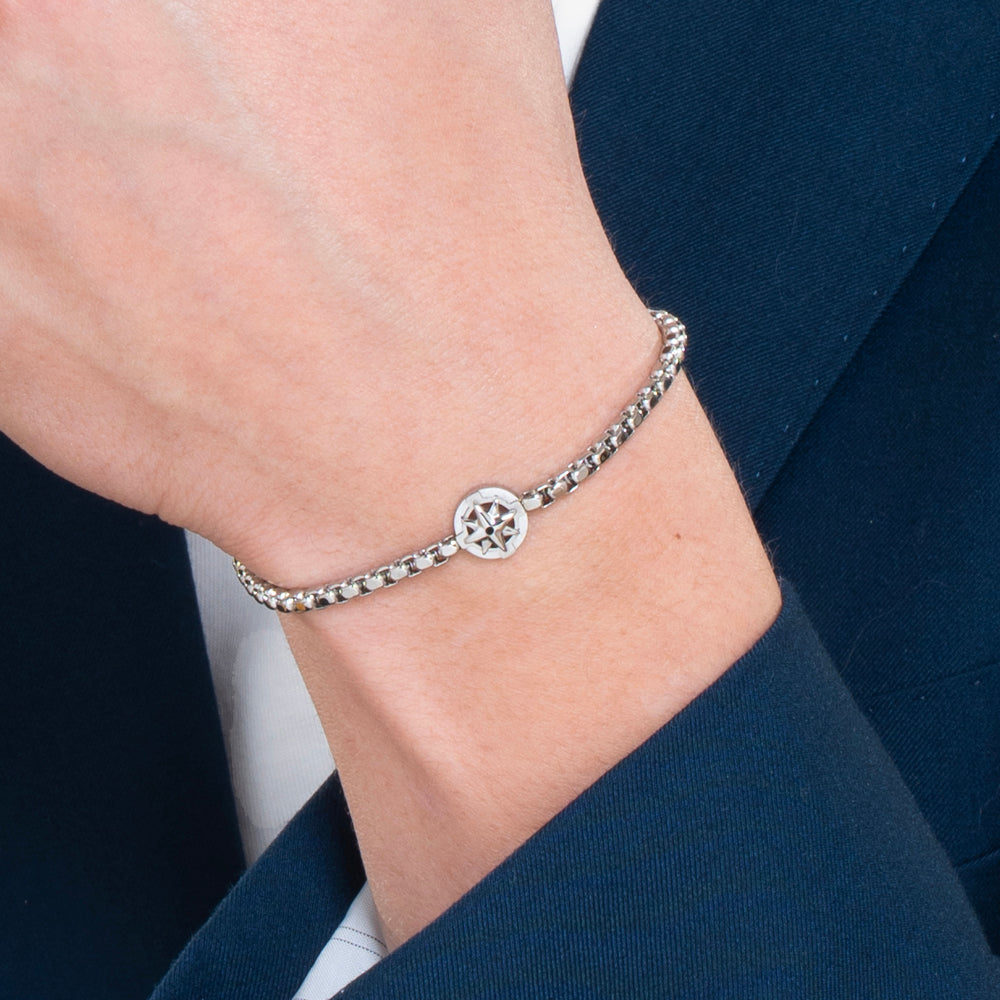 STEEL MEN'S BRACELET WITH COMPASS ROSE