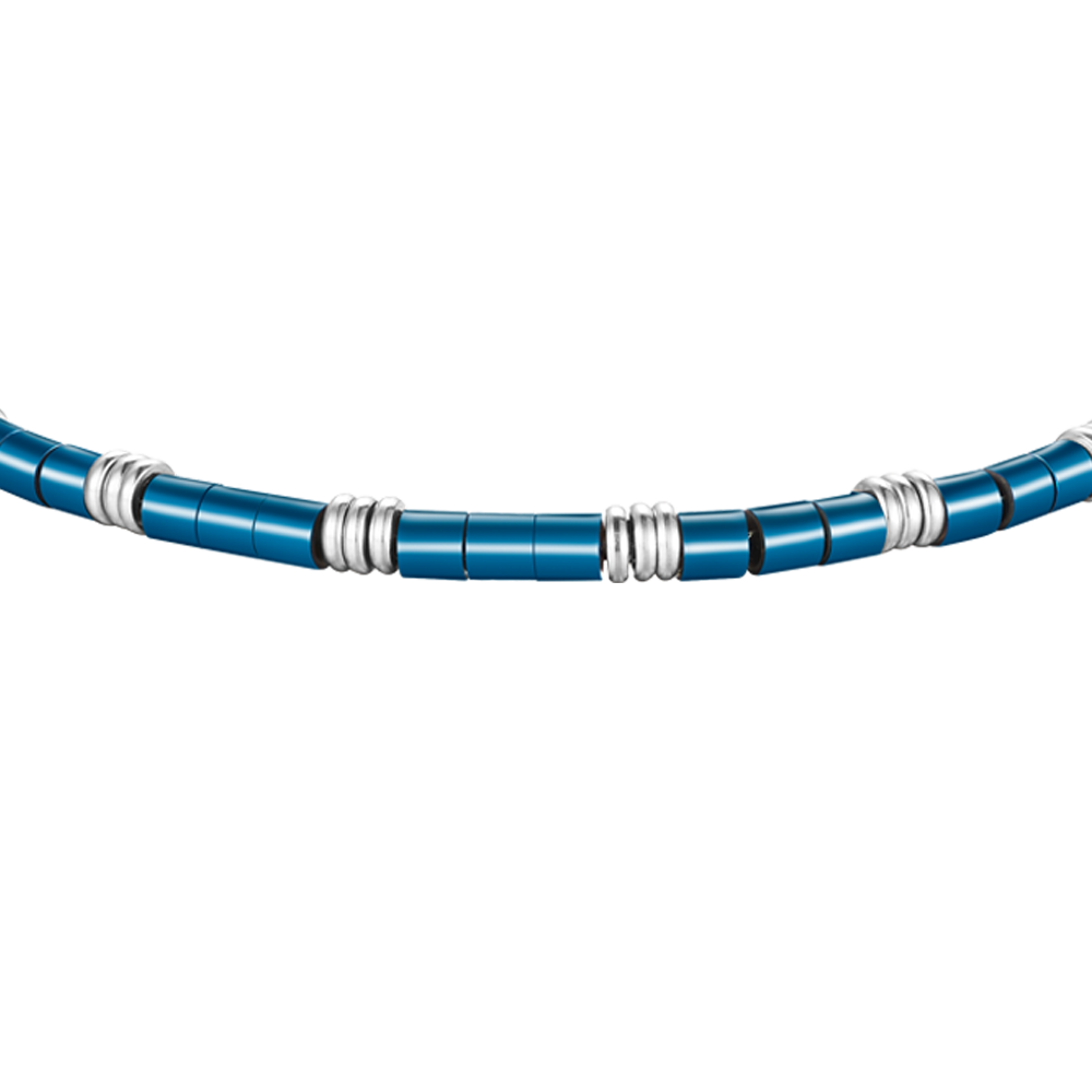 BRACCIALE UOMO IN ACCIAIO CON ELEMENTI IN ACCIAIO IP BLU