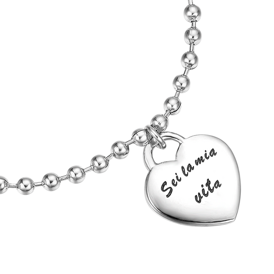 STEEL BRACELET WITH METAL PENDANT "YOU ARE MY LIFE"