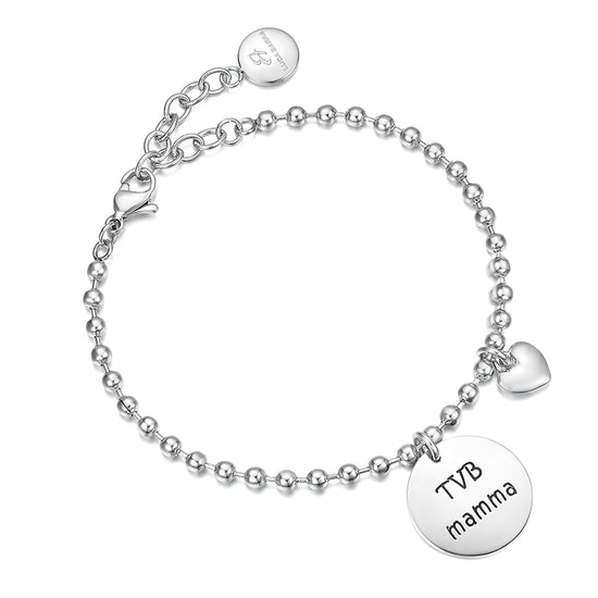 STEEL BRACELET WITH METAL PENDANT "TVB MOM"