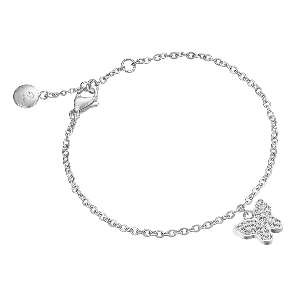 WOMEN'S STEEL BRACELET WITH BUTTERFLY AND CRYSTALS