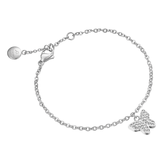 WOMEN'S STEEL BRACELET WITH BUTTERFLY AND CRYSTALS